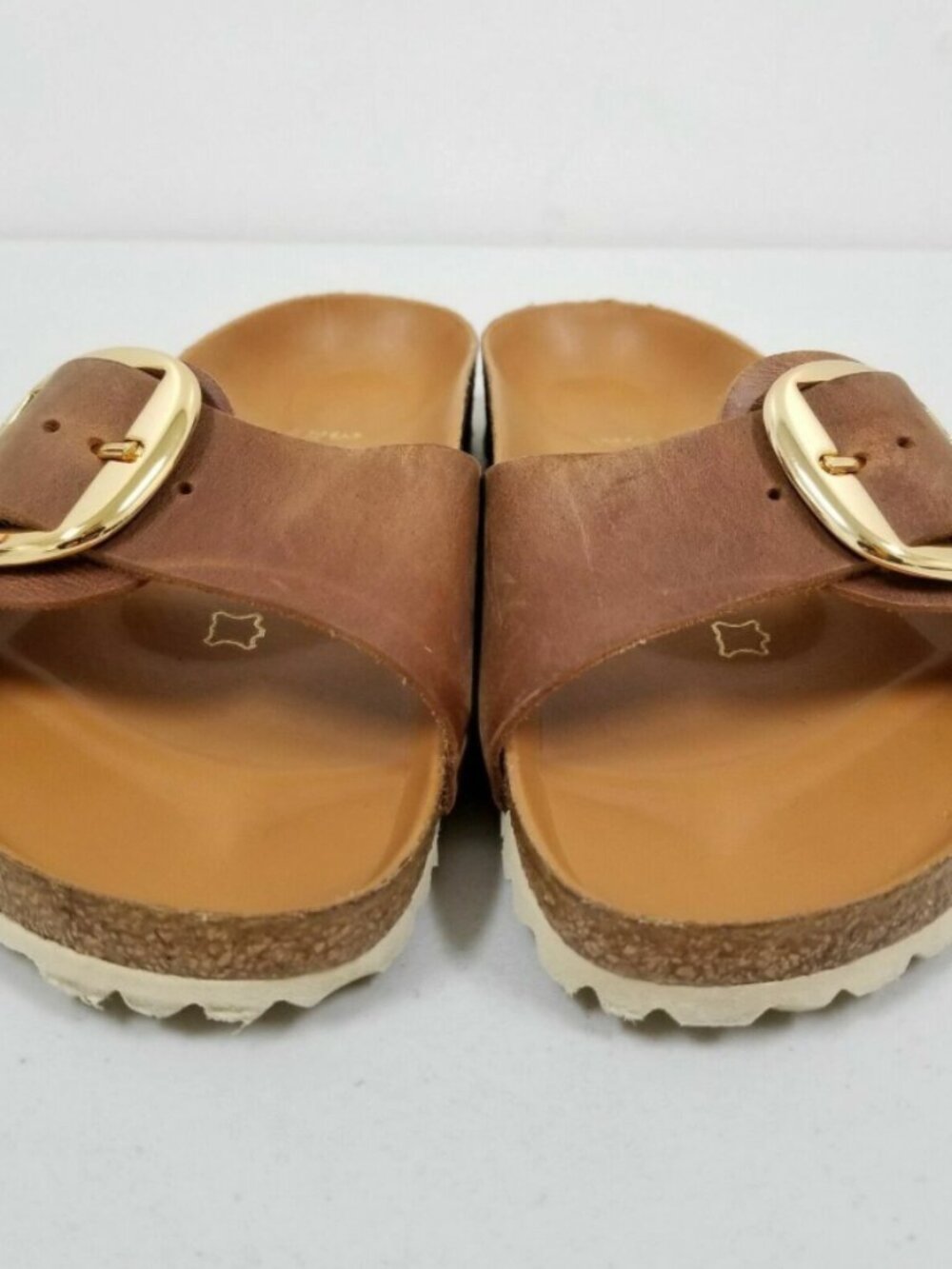 Birkenstock Madrid Big Buckle Cognac Oiled Leather Exquisite Narrow Width Sandal